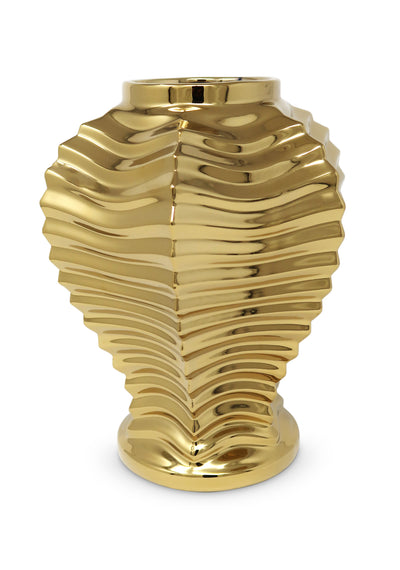 Gold Ginger Jar with Pleat Design