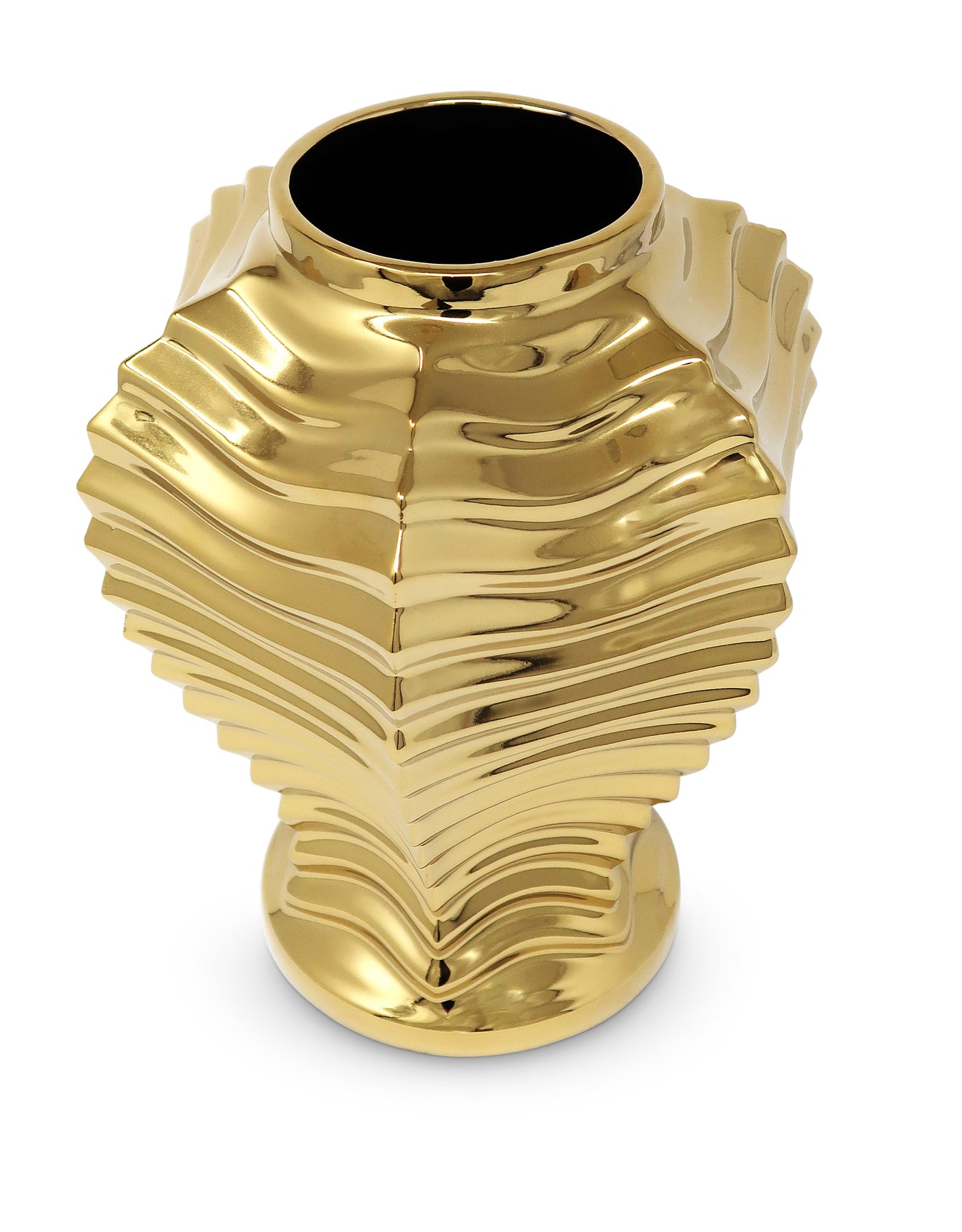 Gold Ginger Jar with Pleat Design