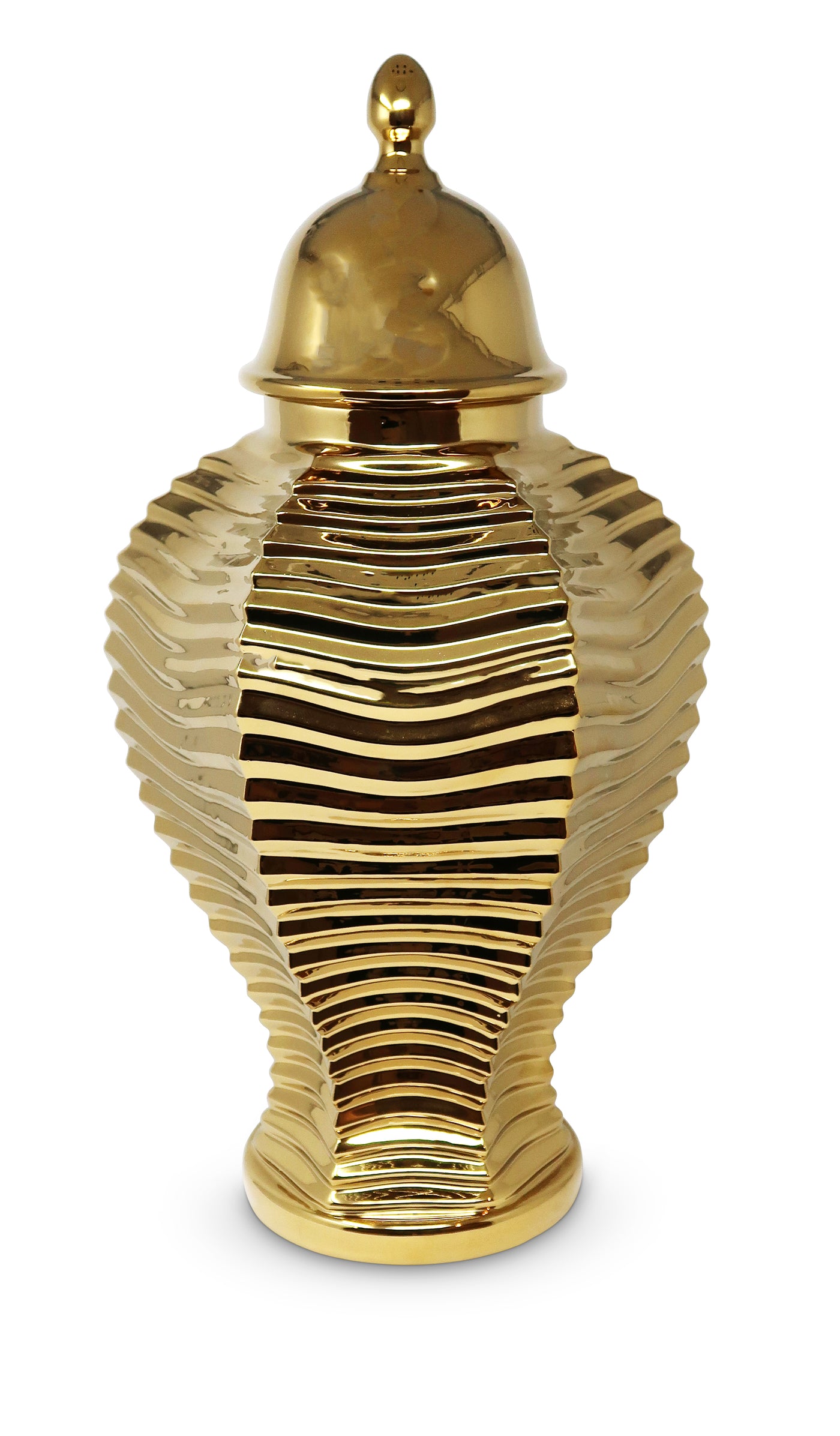 Gold Ginger Jar with Pleat Design