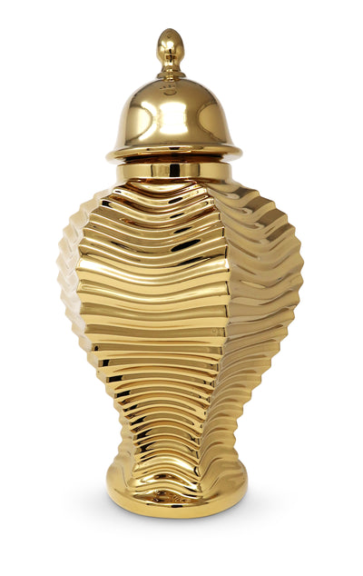 Gold Ginger Jar with Pleat Design