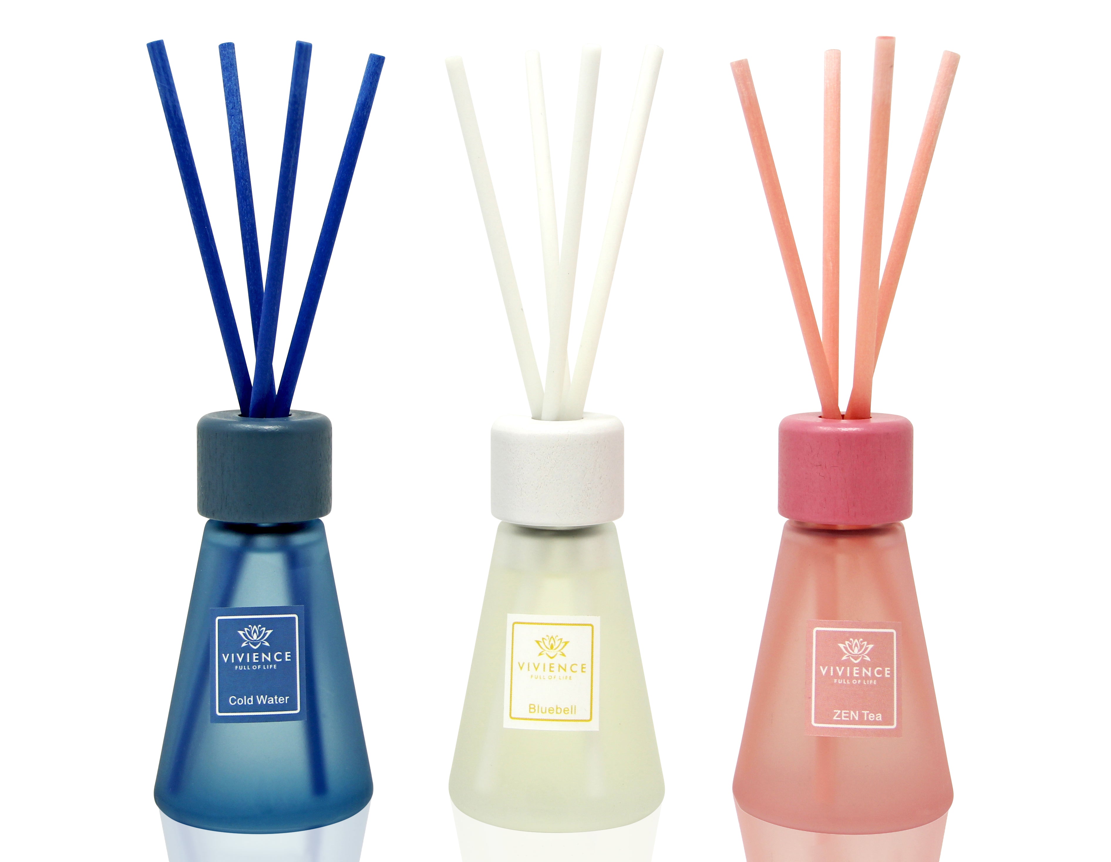 Set of 3 Cone Shaped Reed Diffusers Assorted Colors – Vivience