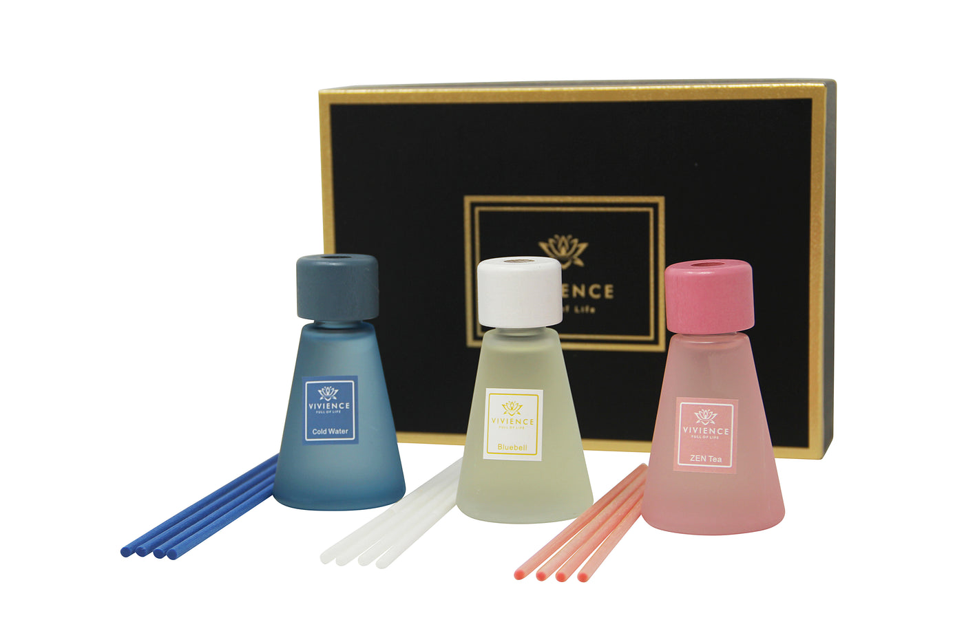Set of 3 Cone Shaped Reed Diffusers Assorted Colors