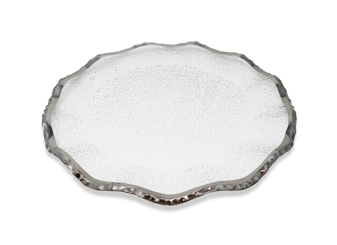 Set of 4 Glass Chargers with Scalloped Rim