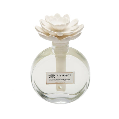 Clear Bottle Diffuser with White Flower, "Lily of The Valley" Scent