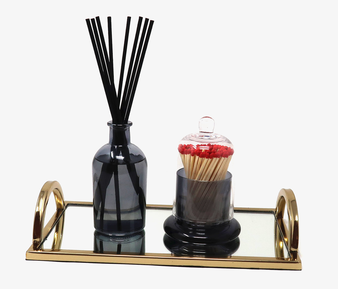 Smoked Color Diffuser with Match Holder Set, "Zen Tea" Scent