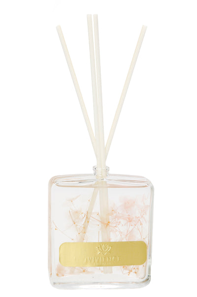 Clear Bottle Reed Diffuser with White Flowers and White Reeds, "Lily of the Valley" Scent