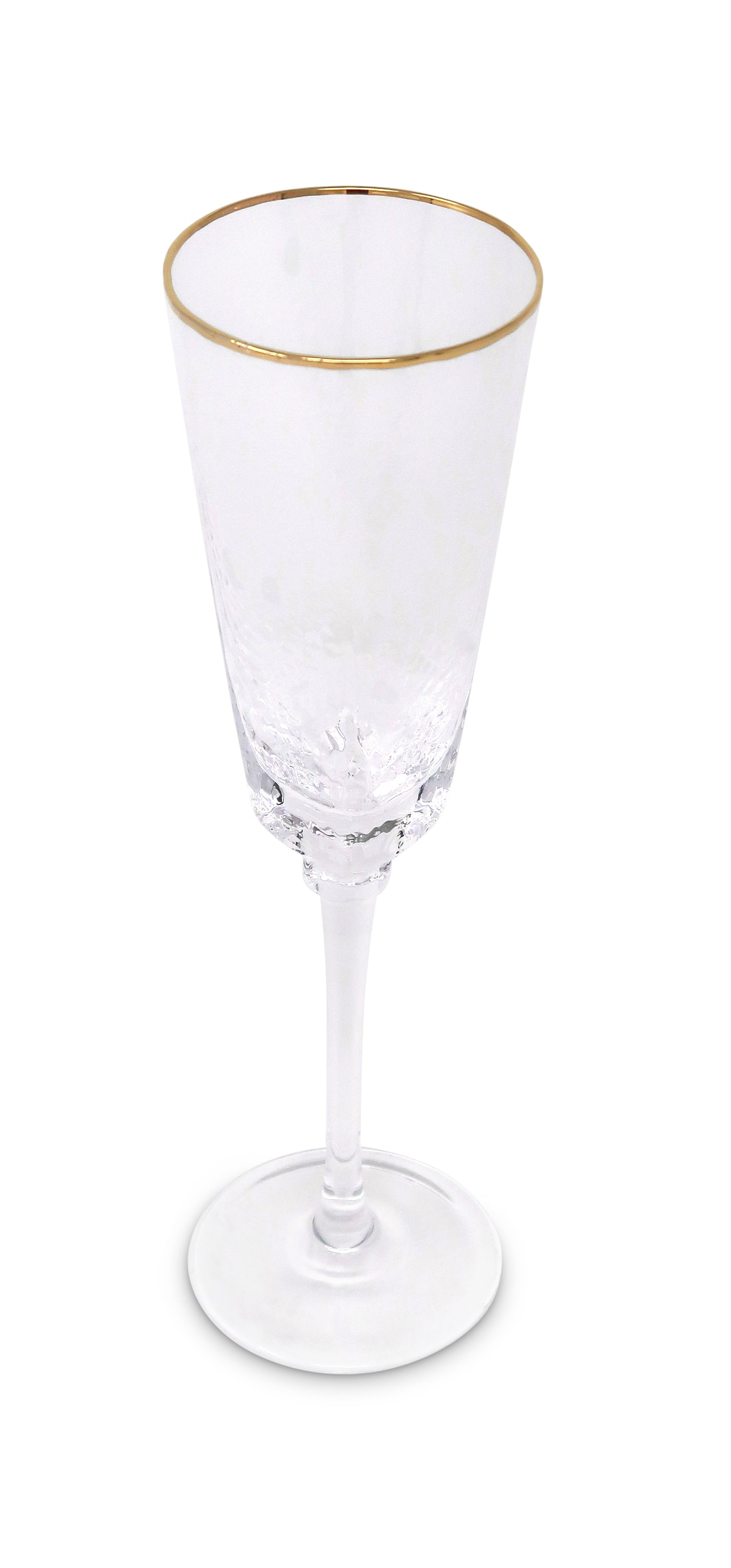 Set of 6 White Square Shaped Wine Glasses with Gold Rim