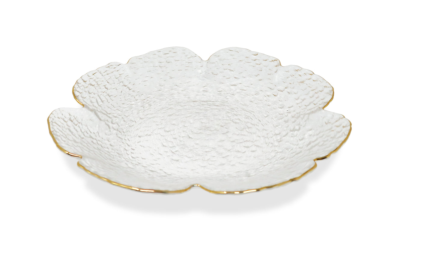 Set of 4 Flower Shaped Plate With Gold Rim