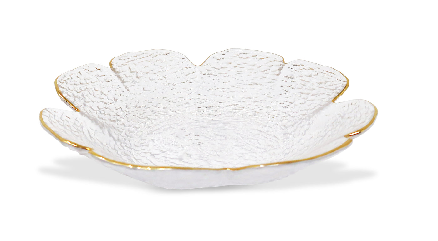 Set of 4 Flower Shaped Plate With Gold Rim