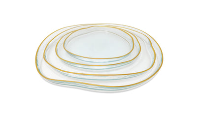 Set of 4 Organic Shaped Plates with Colored Wall