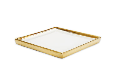 Gold Edged White Square Tray