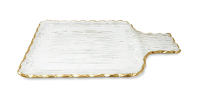 Glass Square Tray with Gold Border