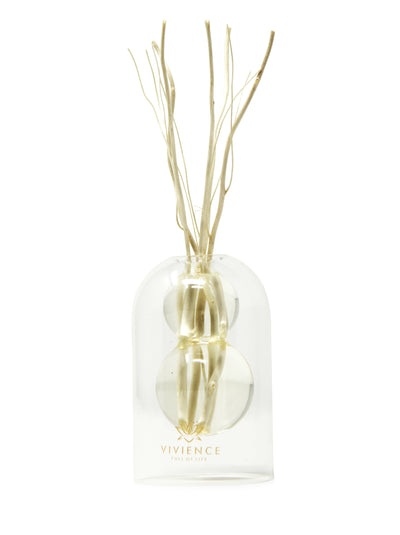 Clear Reed Diffuser with White Circular Inlay, "Lily of the Valley" Scent
