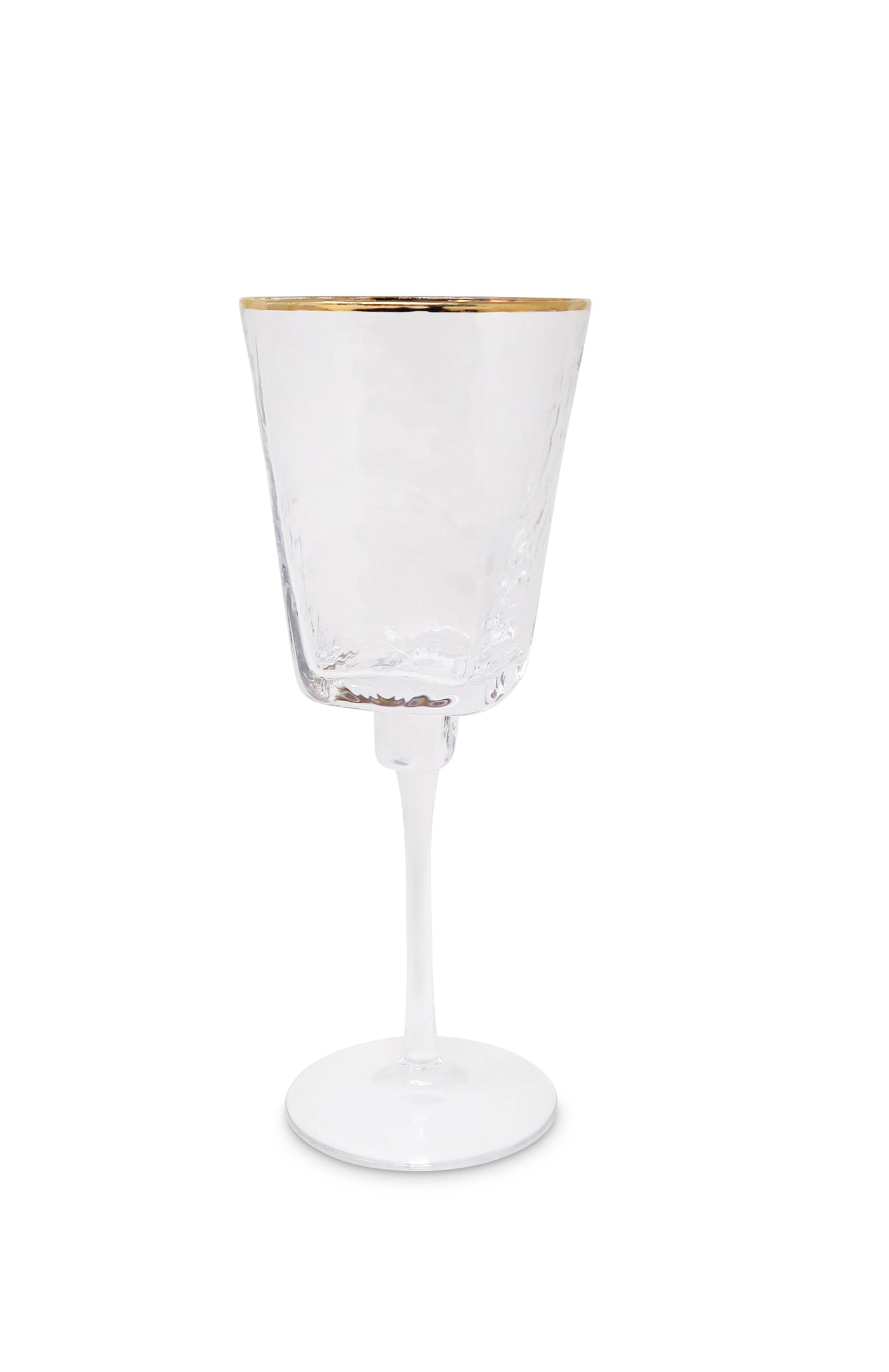 Set of 6 Square Shaped Hammered Glasses with Gold Rim – Vivience