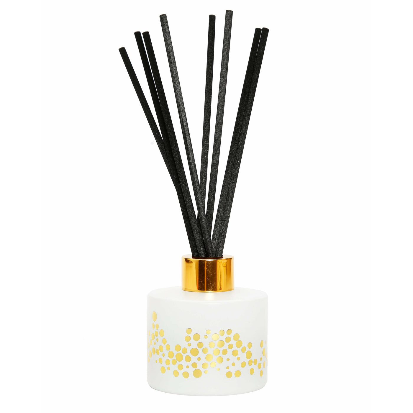 Gold Spotted White Bottle Diffuser, "Lily of the Valley" aroma