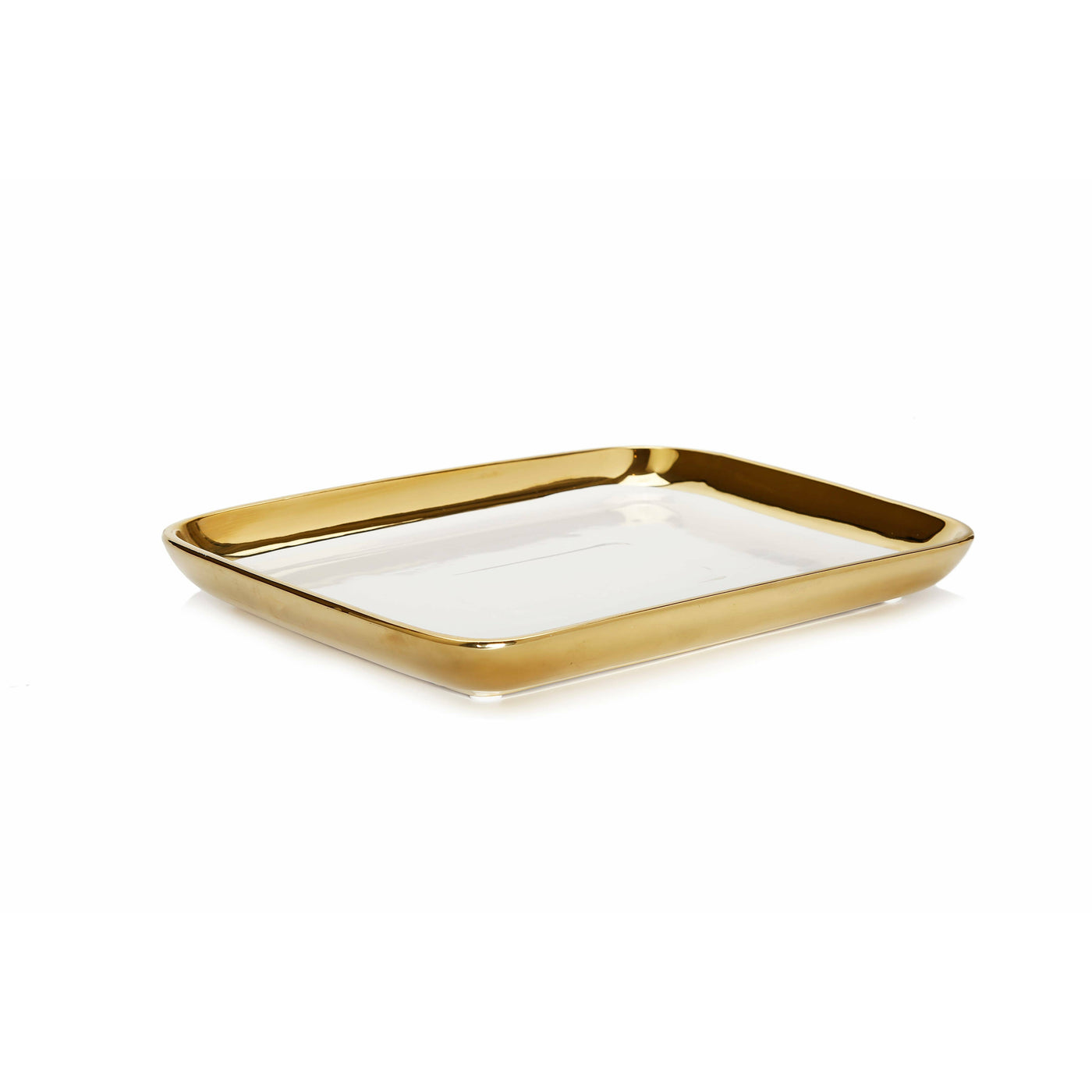 Gold Edged White Oblong Tray